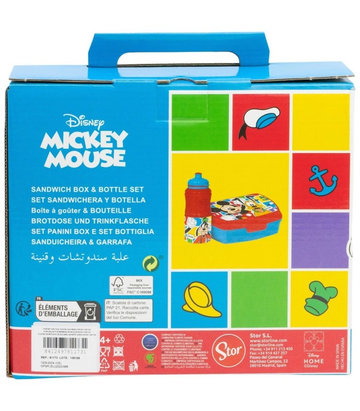 Conjunto Mickey Mouse: Fiambrera Rectangular e Garrafa Sport 380 ml