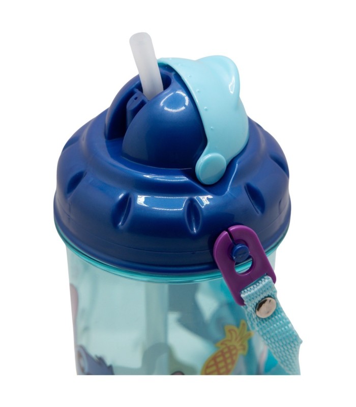 Garrafa Infantil 465 ml Stitch com Palhinha e Tampa
