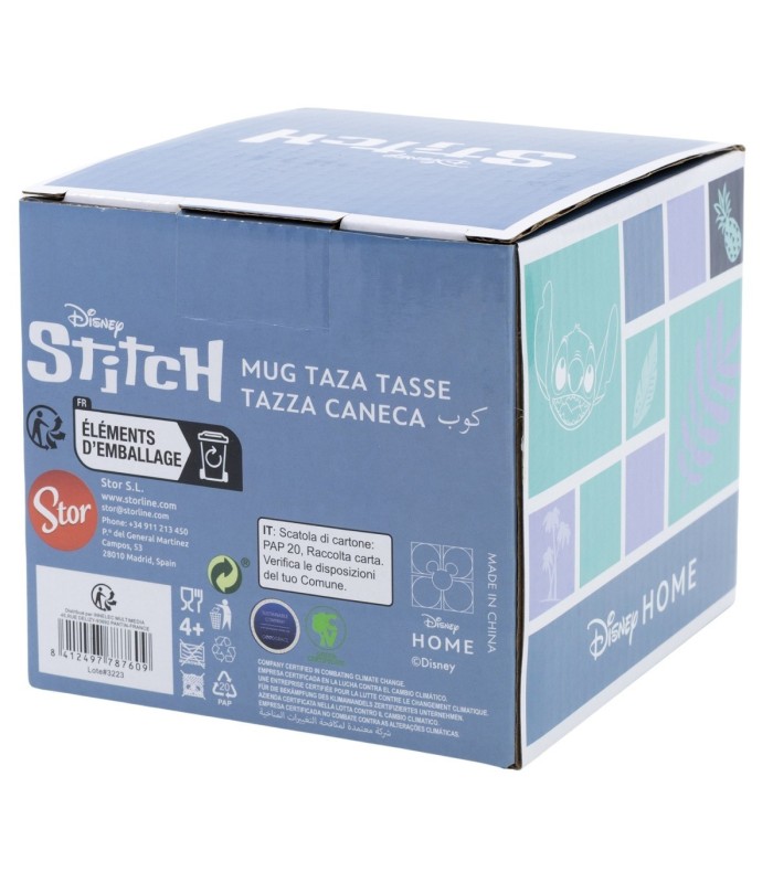 Caneca Cerâmica 3D Stitch Abacaxi em Caixa de Presente