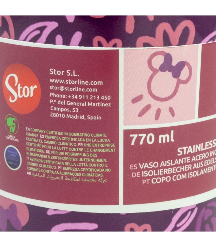 Copo Térmico Inoxidável Minnie Mouse Cherrylicious 770 ml