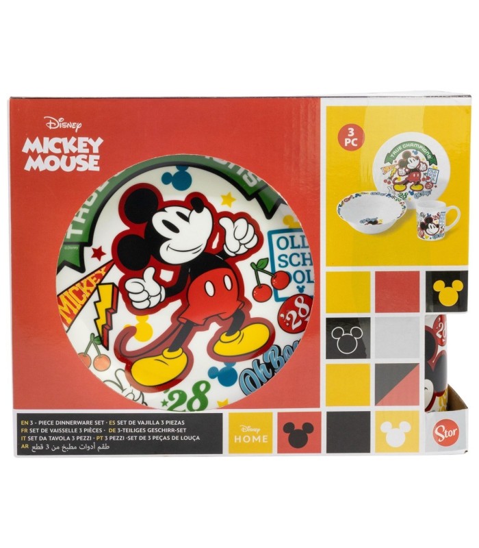 Conjunto de Cerâmica Mickey Mouse – Prato, Tigela e Caneca