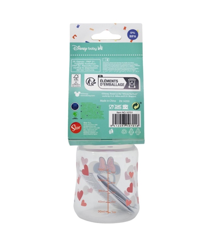 Biberão Minnie Mouse 150 ml com Tetina de Silicone 3 Posições