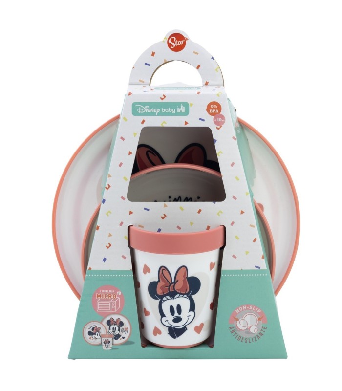 Conjunto 3 PCS Louça Premium Bicolor Antiderrapante Minnie Mouse