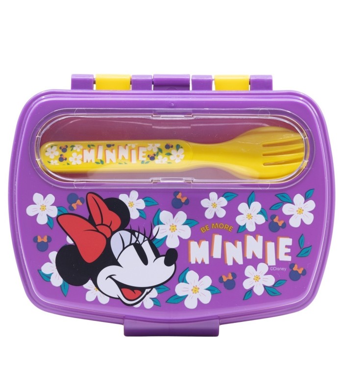 Fiambrera Retangular Minnie Mouse Sunshine com Talheres