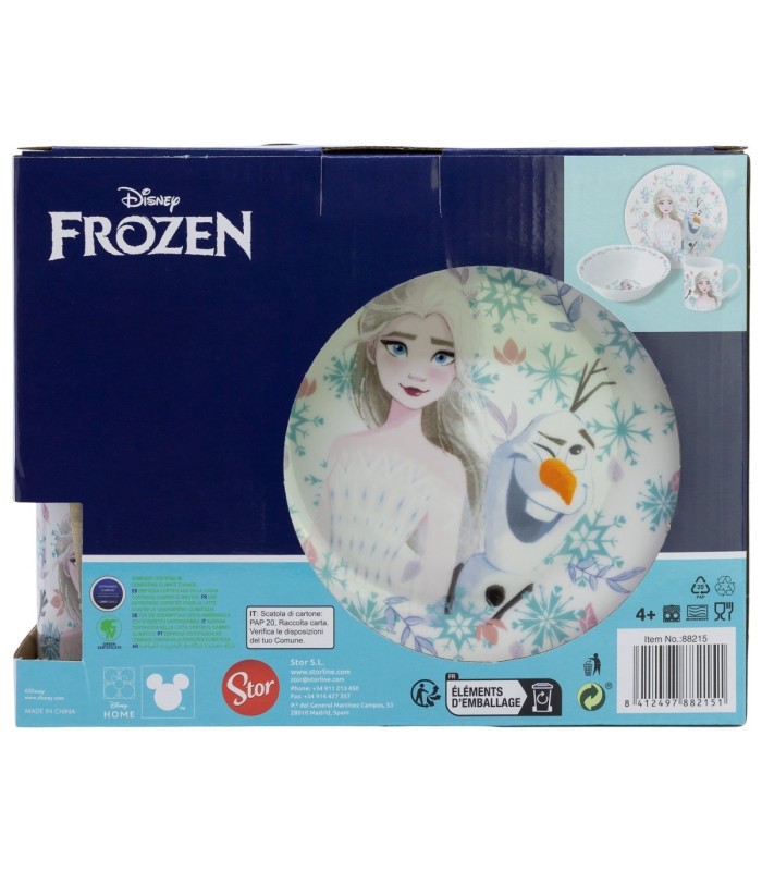 Conjunto de Cerâmica Frozen (Prato, Tigela, Caneca) em Caixa de Presente