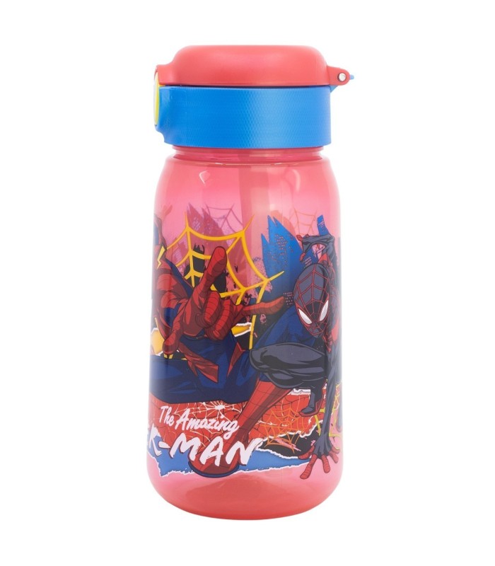Garrafa Spiderman 510 ml com Palhinha e Tampa Anti Gotejo