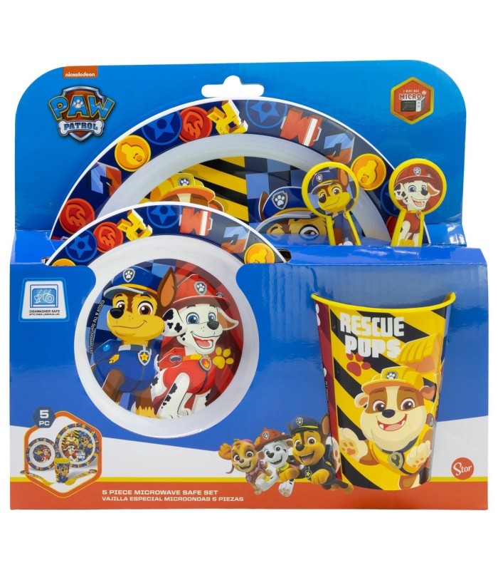 Conjunto Micro 5 PCS (Prato, Tigela, Copo e Talheres) Paw Patrol