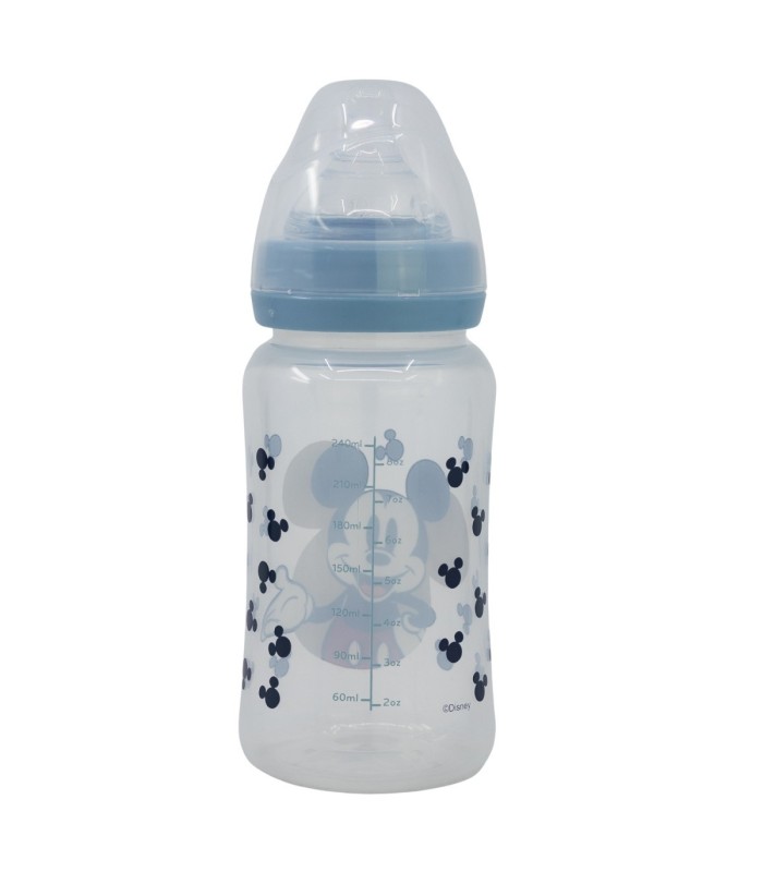 Biberão Mickey Mouse 240 ml com Tetina de Silicone 3 Posições