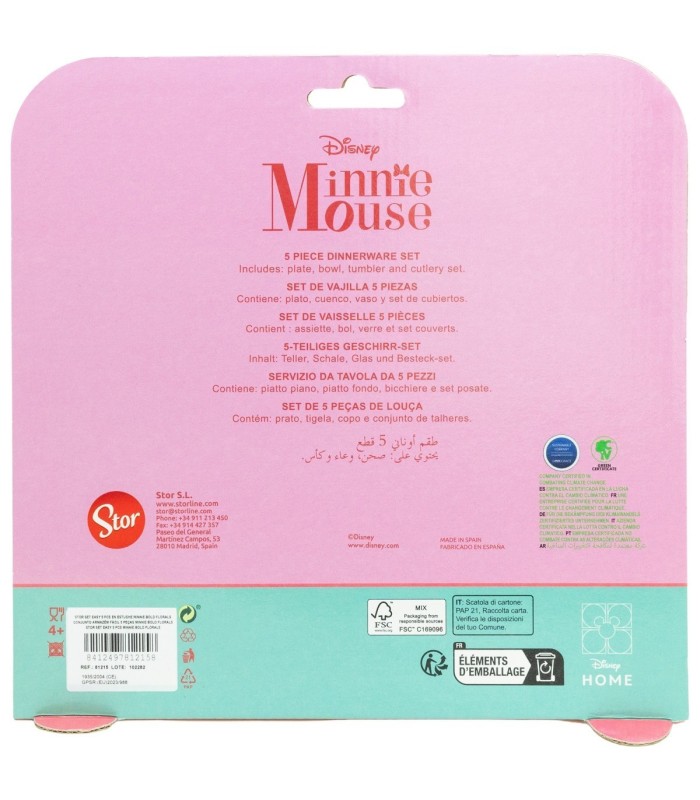 SET FÁCIL 5 PCS (PRATO, BOL, COPo E TALHERES) MINNIE BOLD FLORALS