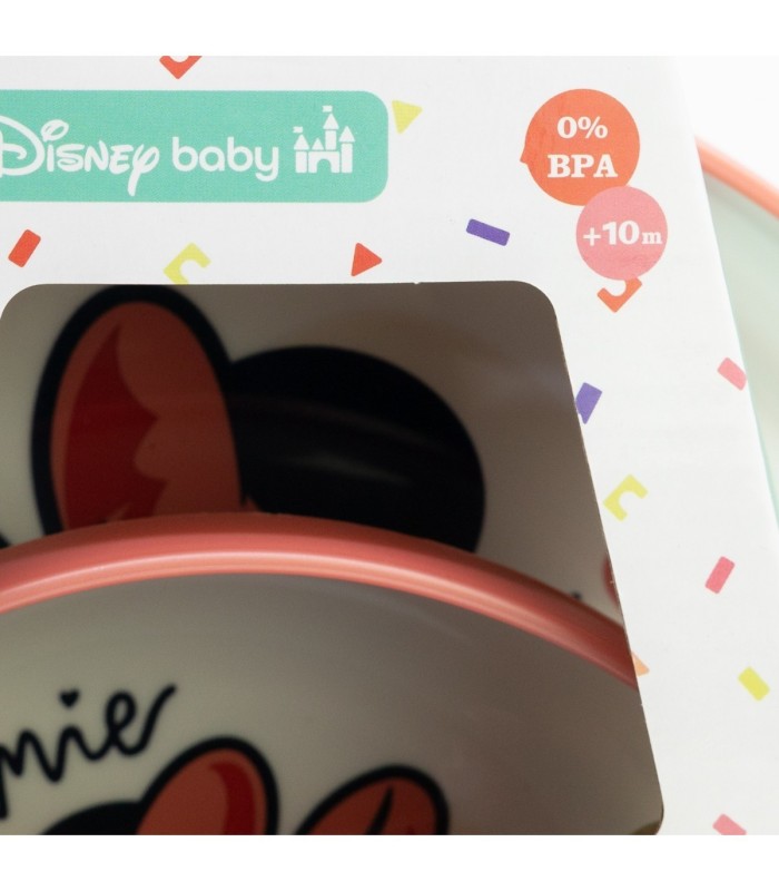 Conjunto 3 PCS Louça Premium Bicolor Antiderrapante Minnie Mouse