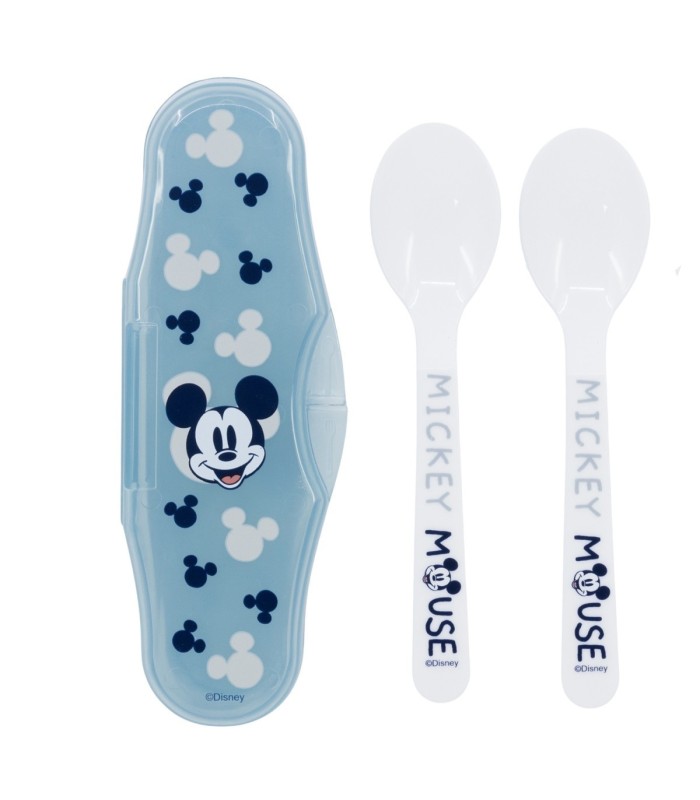 Estojo Toddler 2 Colheres PP Mickey Mouse Sorridente