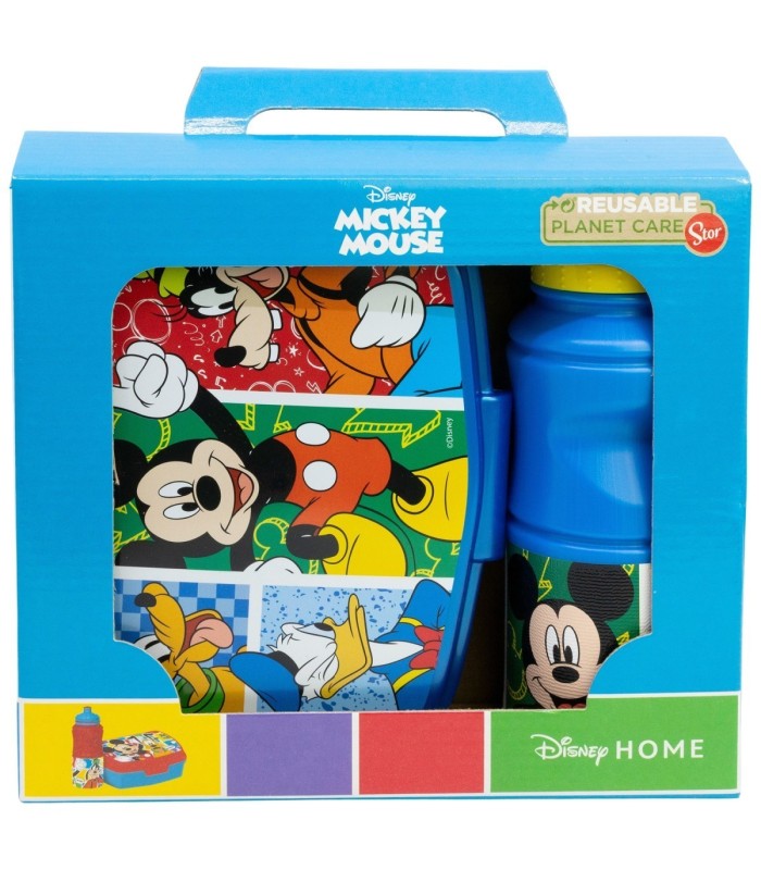Conjunto Mickey Mouse: Fiambrera Rectangular e Garrafa Sport 380 ml