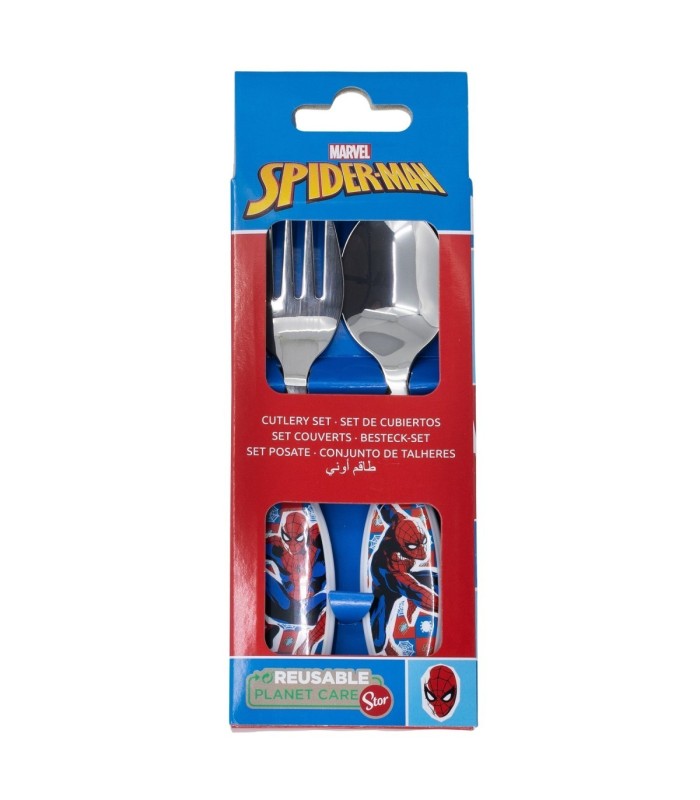 CONJUNTO DE 2 TALHERES METÁLICOS SPIDER-MAN ARACHNID GRID