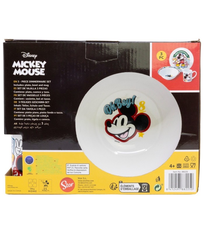 Conjunto de Cerâmica Mickey Mouse – Prato, Tigela e Caneca