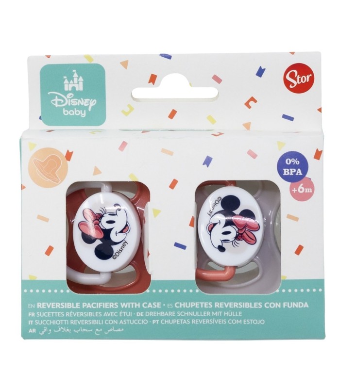 SET 2 CHUPETAS TETINA REVERSÍVEL SILICONE +6M MINNIE MOUSE