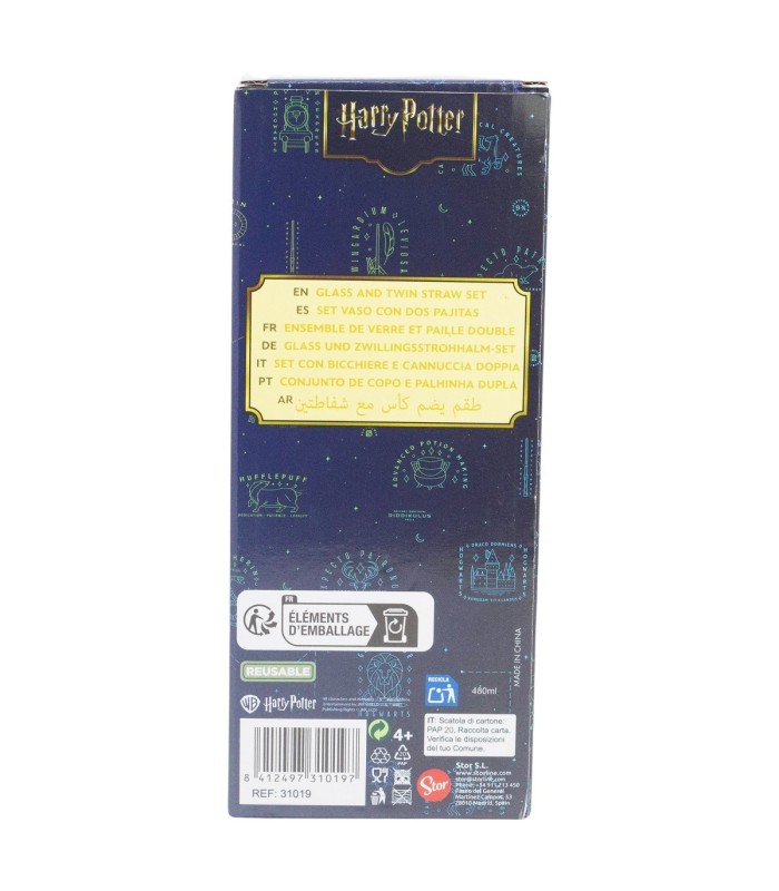 Conjunto Copo com Duas Palhinhas 480 ml Harry Potter