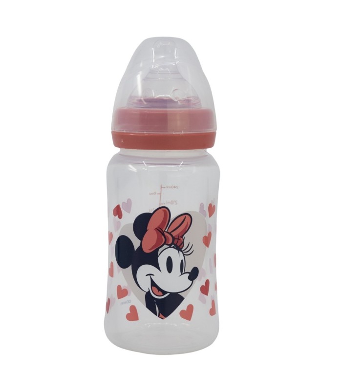 Biberão Minnie Mouse 240 ml com Tetina de Silicone 3 Posições