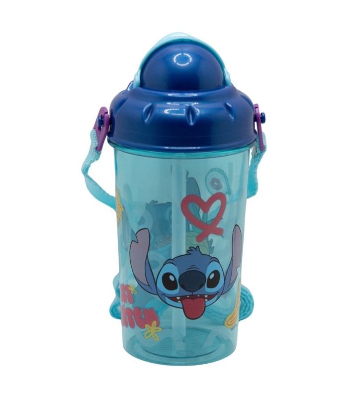 Garrafa Infantil 465 ml Stitch com Palhinha e Tampa
