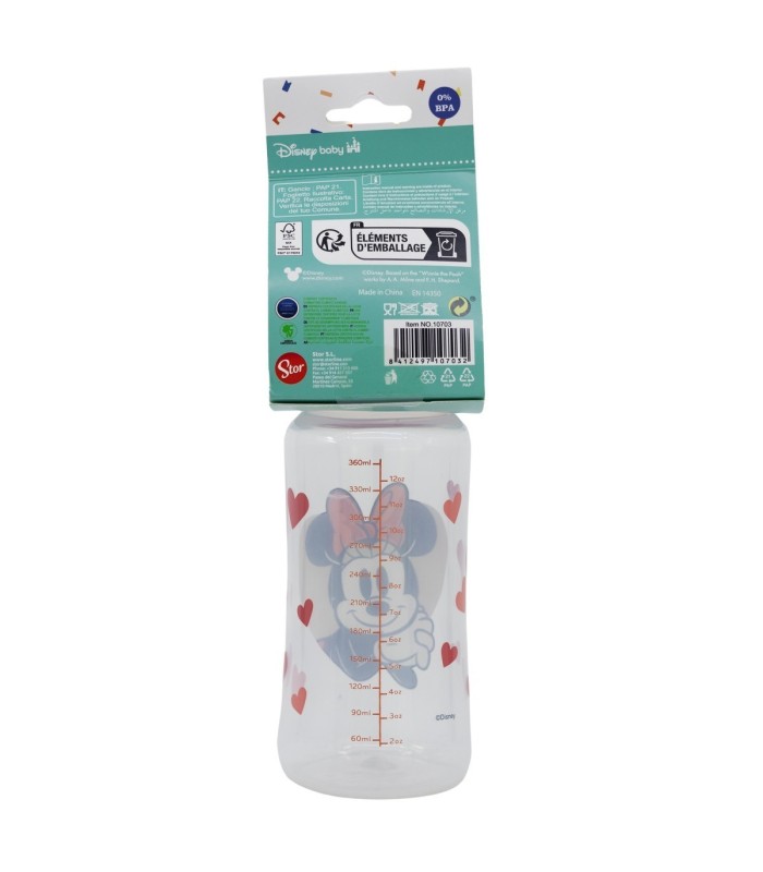 Biberão Minnie Mouse 360 ml com Tetina de Silicone 3 Posições