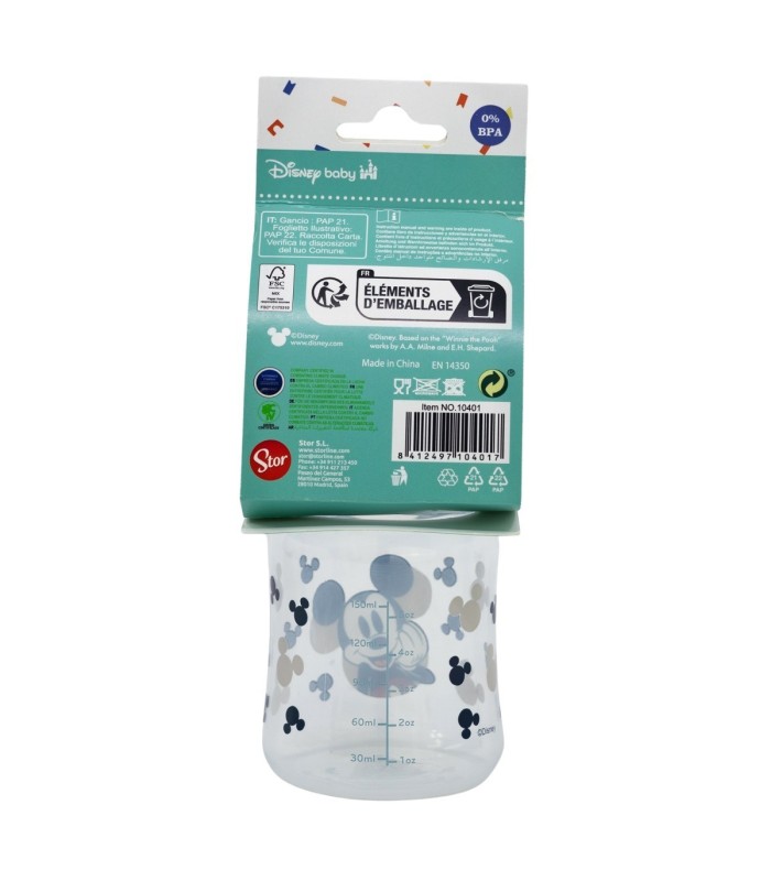 Biberão Mickey Mouse 150 ml com Tetina de Silicone