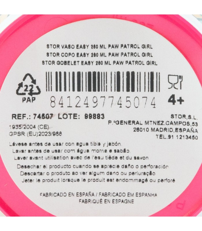 Copo Pequeno 260 ML Patrulha Pata Meninas Sketch Essence